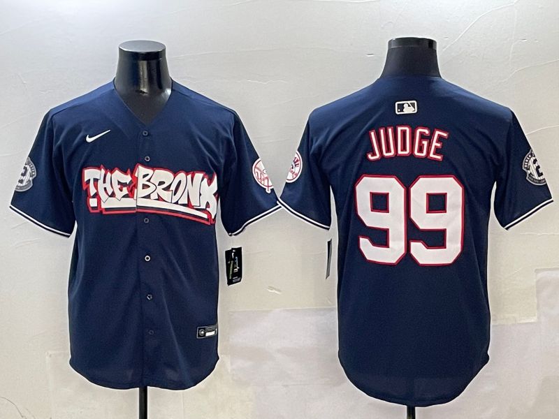 Men New York Yankees 99 Judge Drak Blue four generations Joint Name 2025 Nike MLB Jersey style 411
